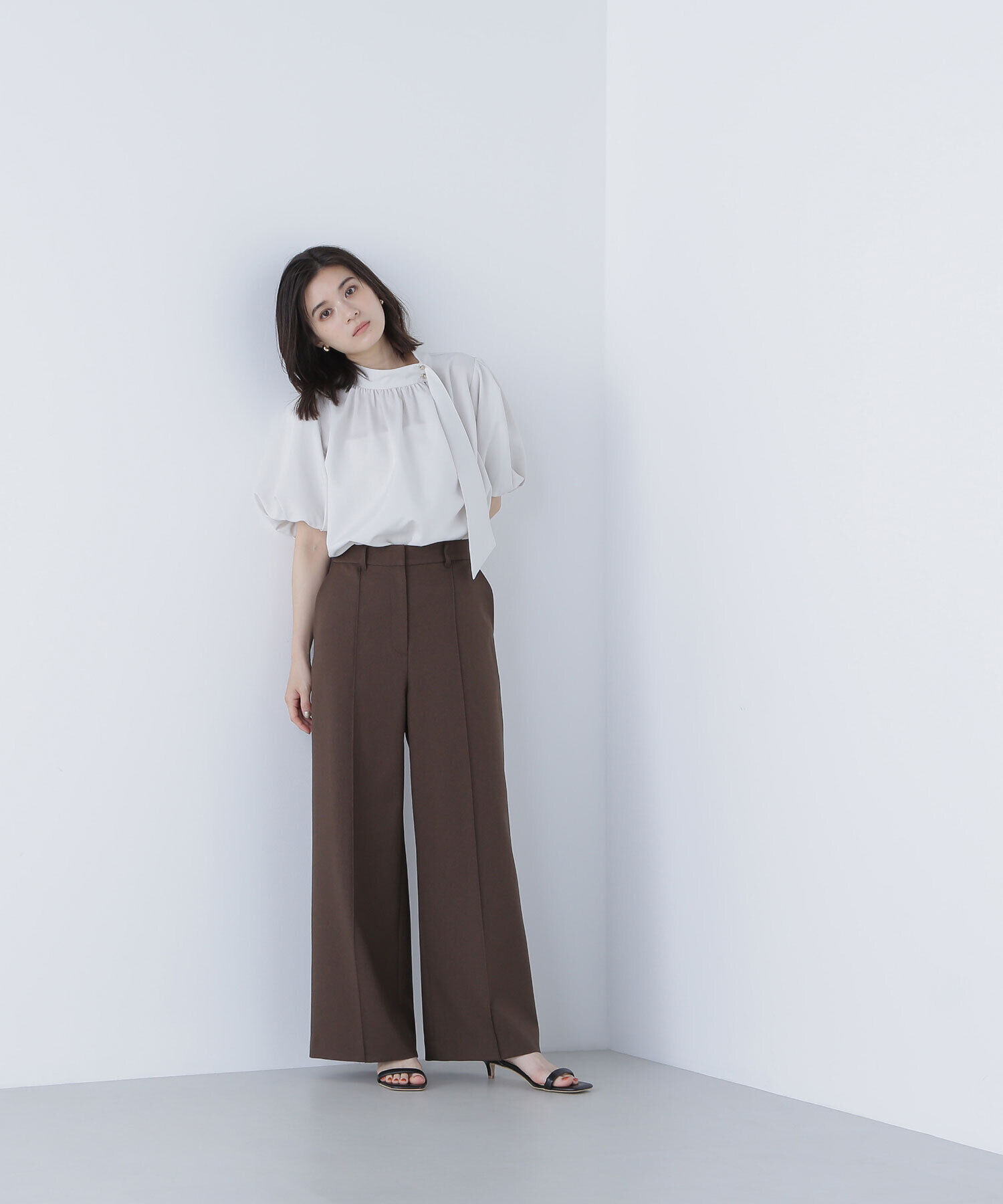  「リネンライクサイドタイブラウス」|シャツ・ブラウス|