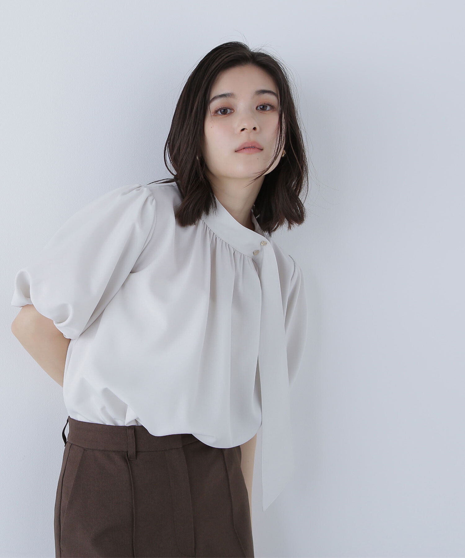  「リネンライクサイドタイブラウス」|シャツ・ブラウス|