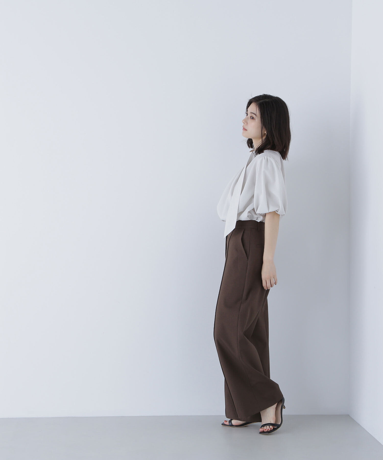  「リネンライクサイドタイブラウス」|シャツ・ブラウス|