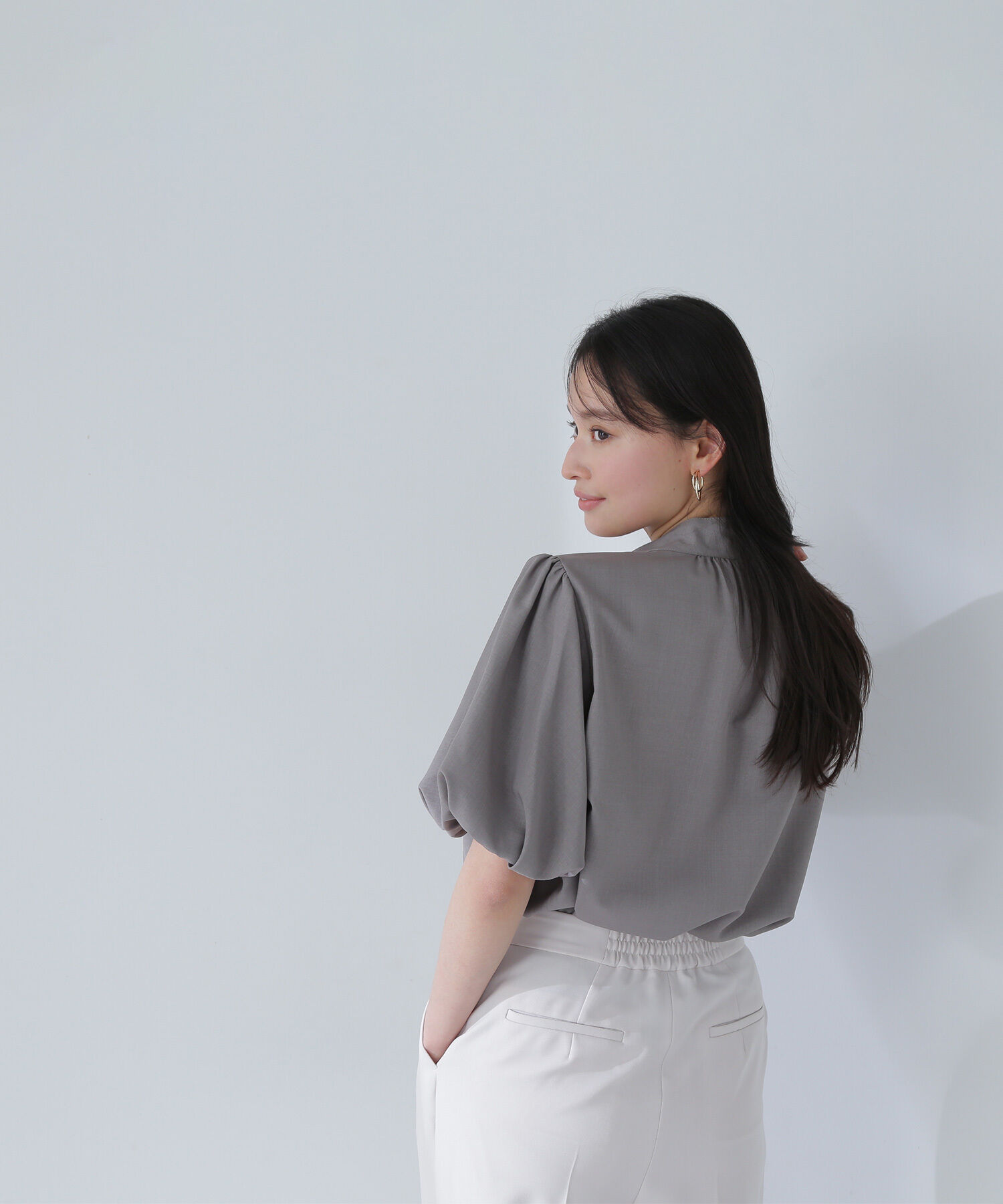  「リネンライクサイドタイブラウス」|シャツ・ブラウス|