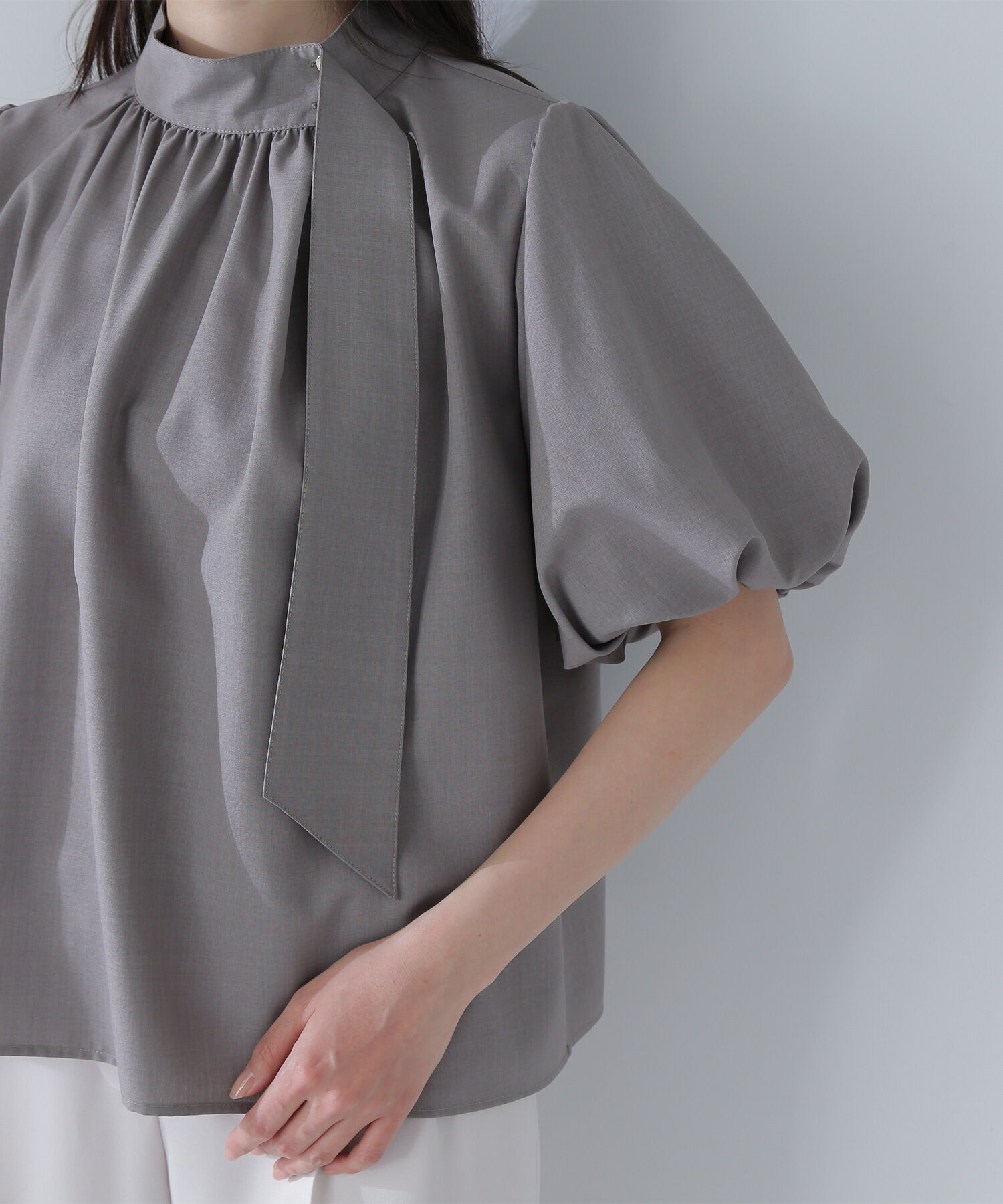  「リネンライクサイドタイブラウス」|シャツ・ブラウス|