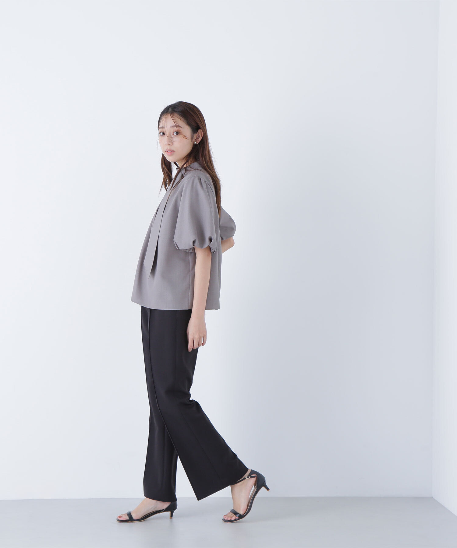  「リネンライクサイドタイブラウス」|シャツ・ブラウス|