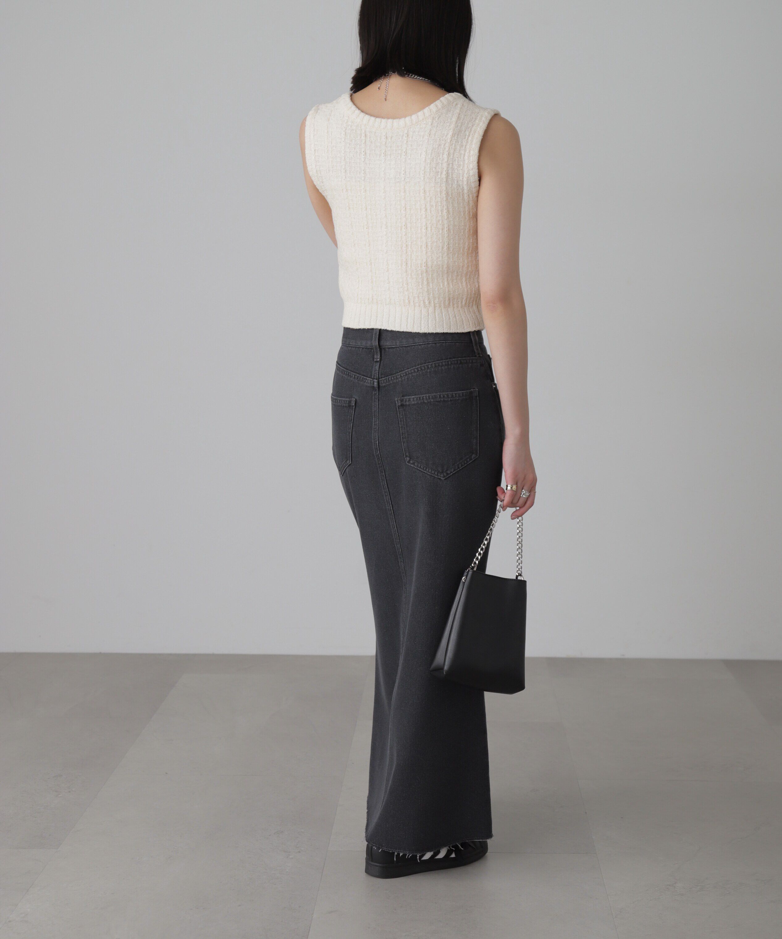  「フロントスリットナローデニムスカート」|スカート|