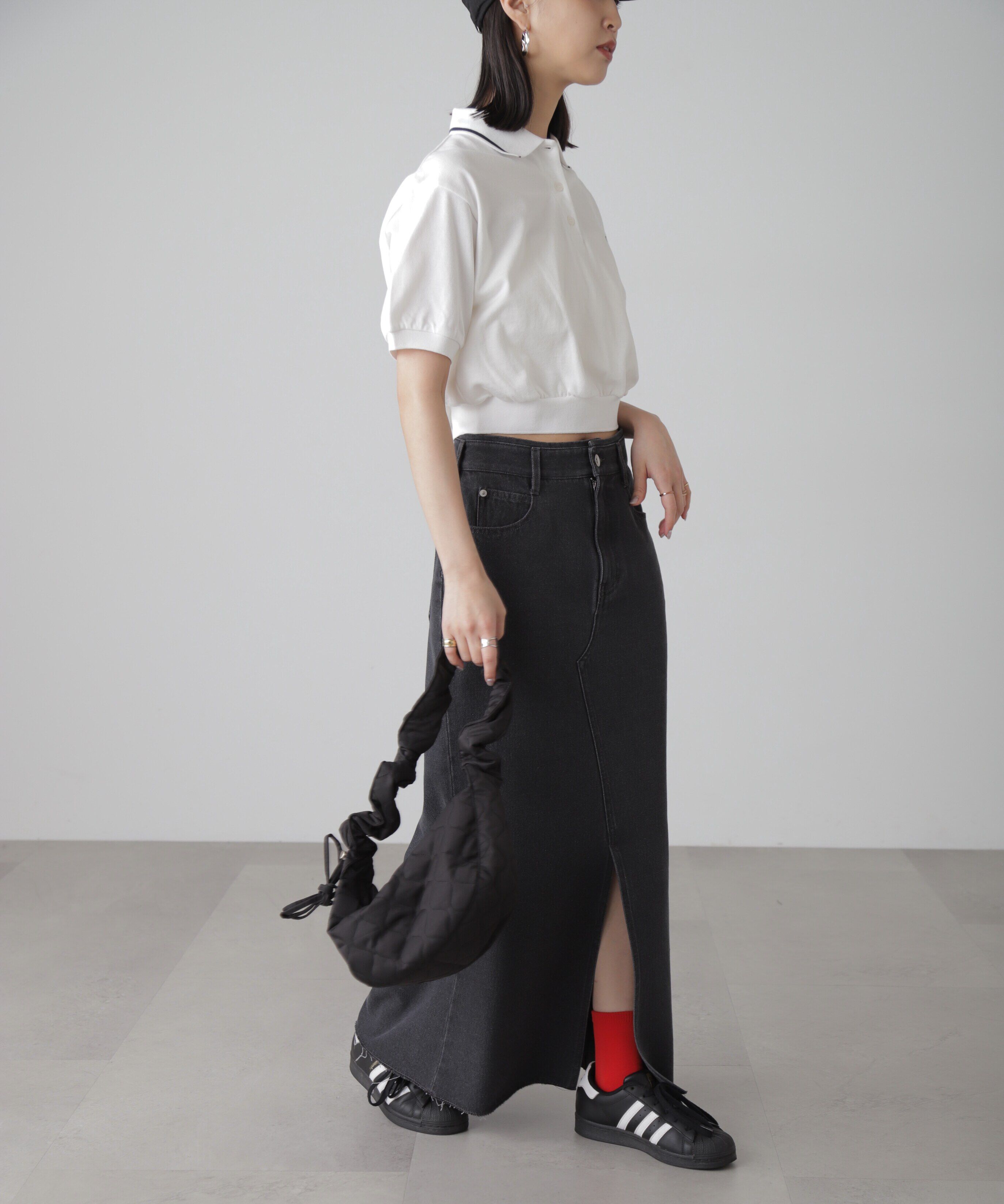  「フロントスリットナローデニムスカート」|スカート|