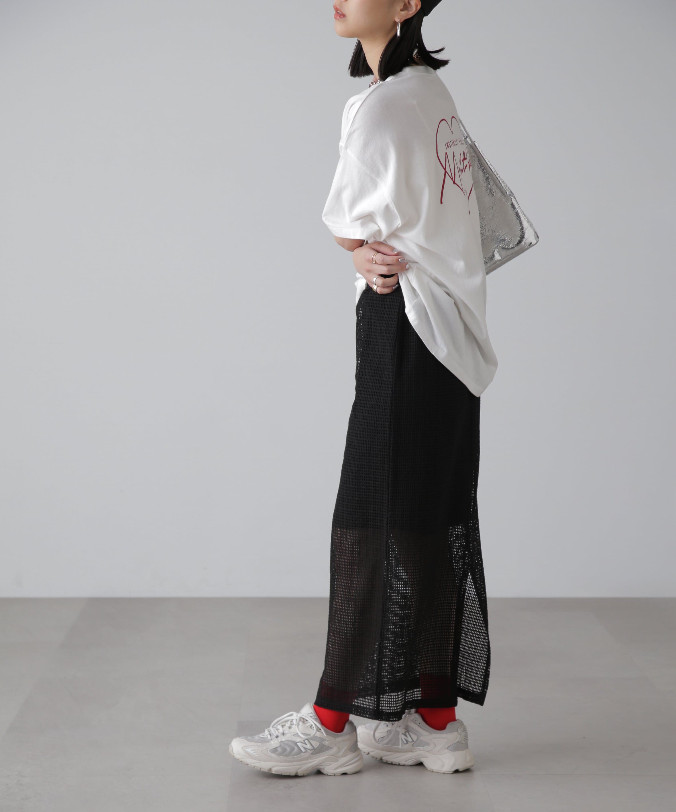  「レイヤードメッシュナロースカート」|スカート|