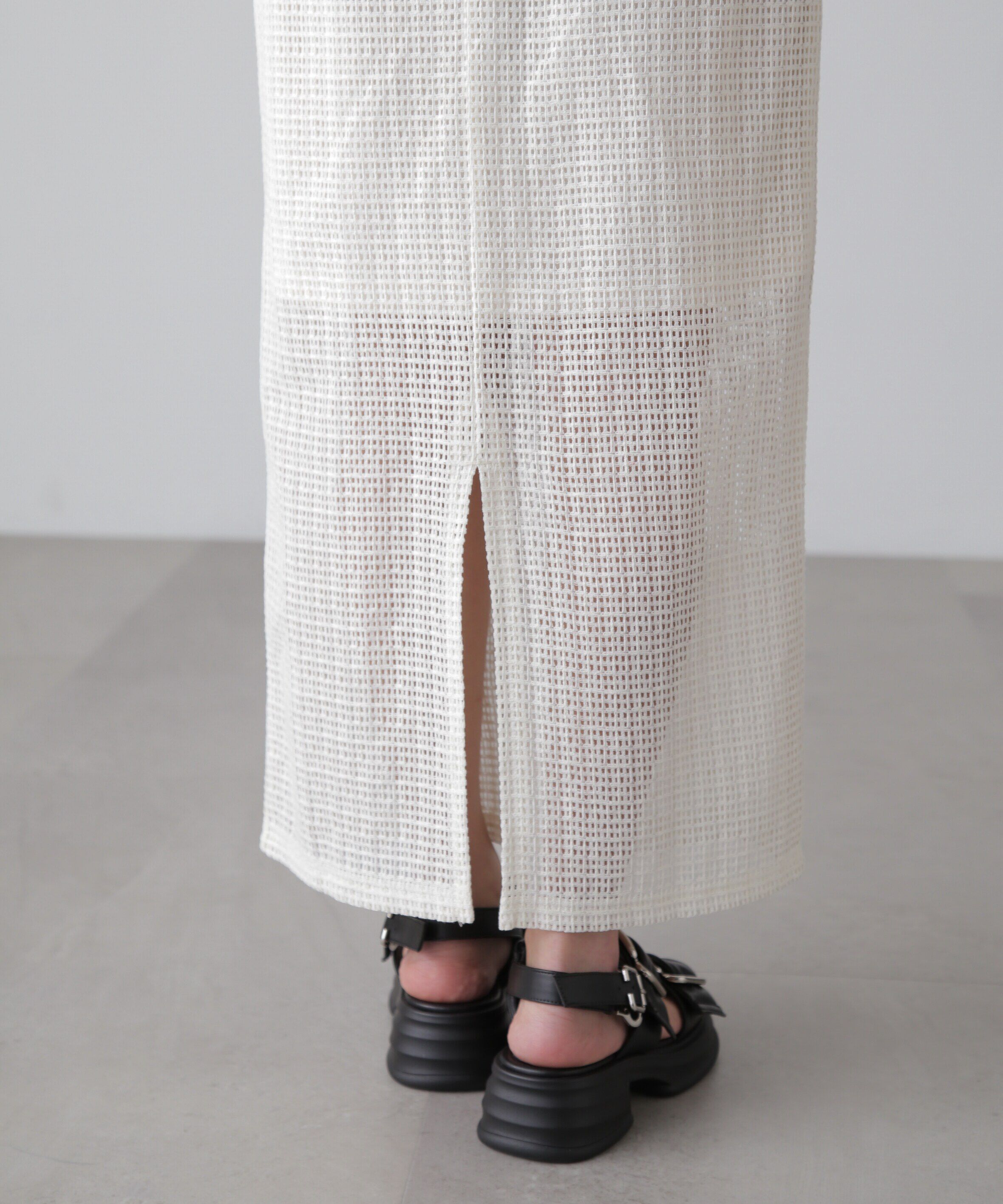  「レイヤードメッシュナロースカート」|スカート|