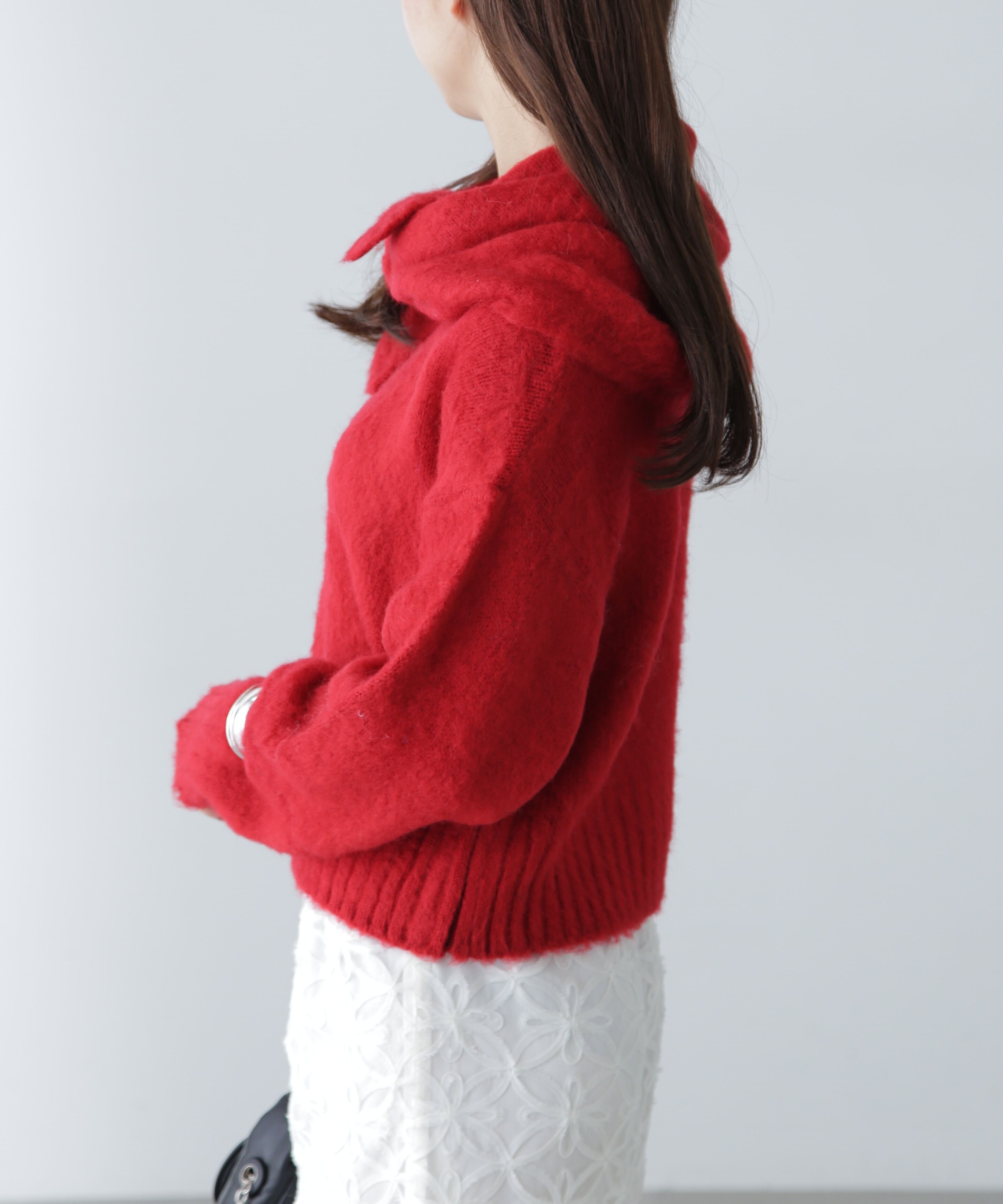  「スカーフ付きシャギーニット」|ニット・セーター|