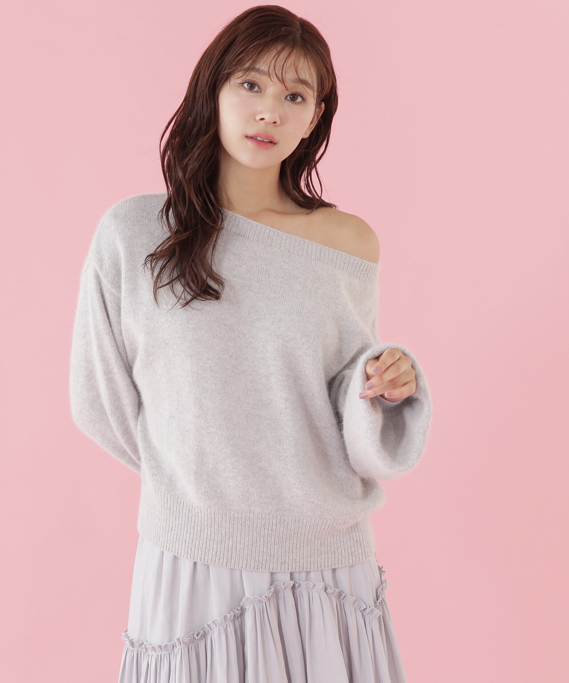  「エアリーウールオフショルダーニット」|ニット・セーター|