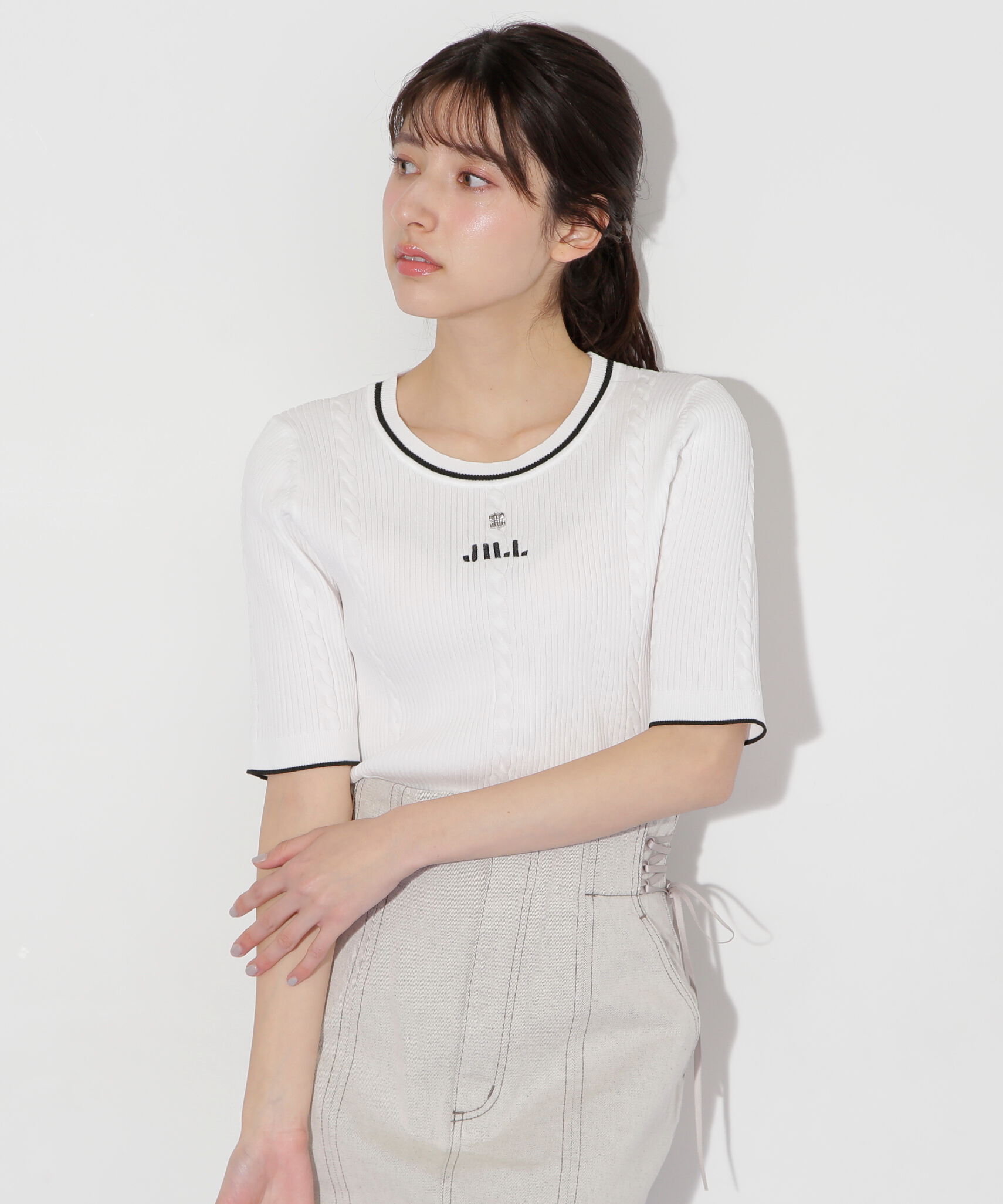  「半袖ジャガードニット」|ニット・セーター|