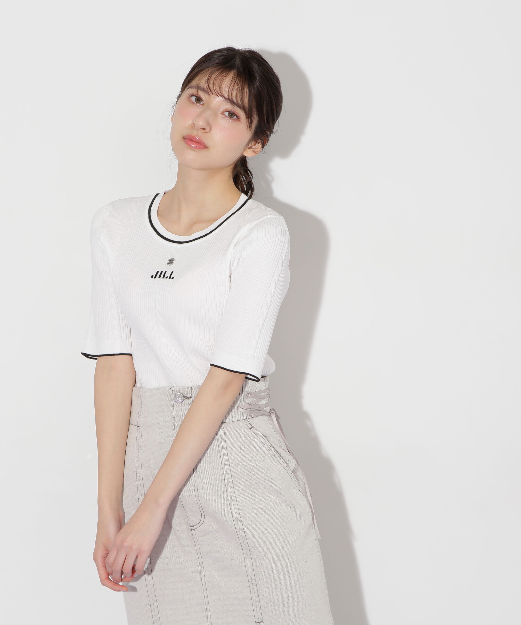  「半袖ジャガードニット」|ニット・セーター|