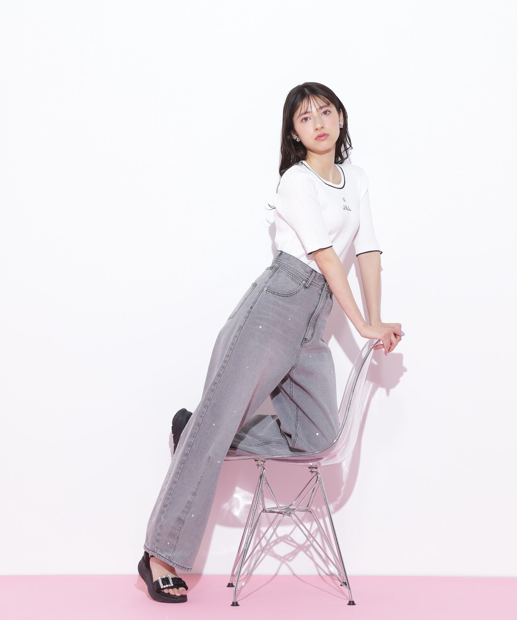  「半袖ジャガードニット」|ニット・セーター|