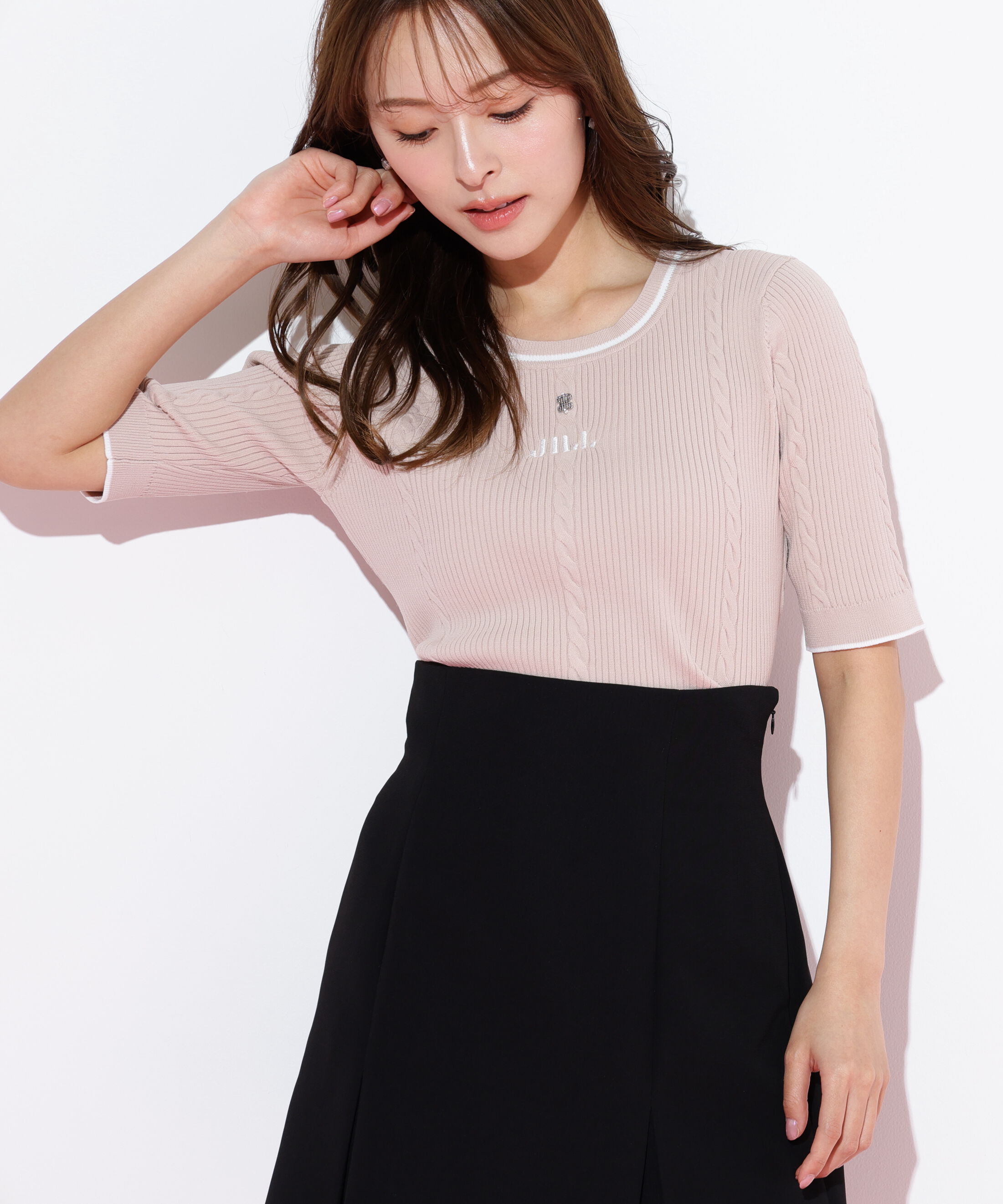  「半袖ジャガードニット」|ニット・セーター|