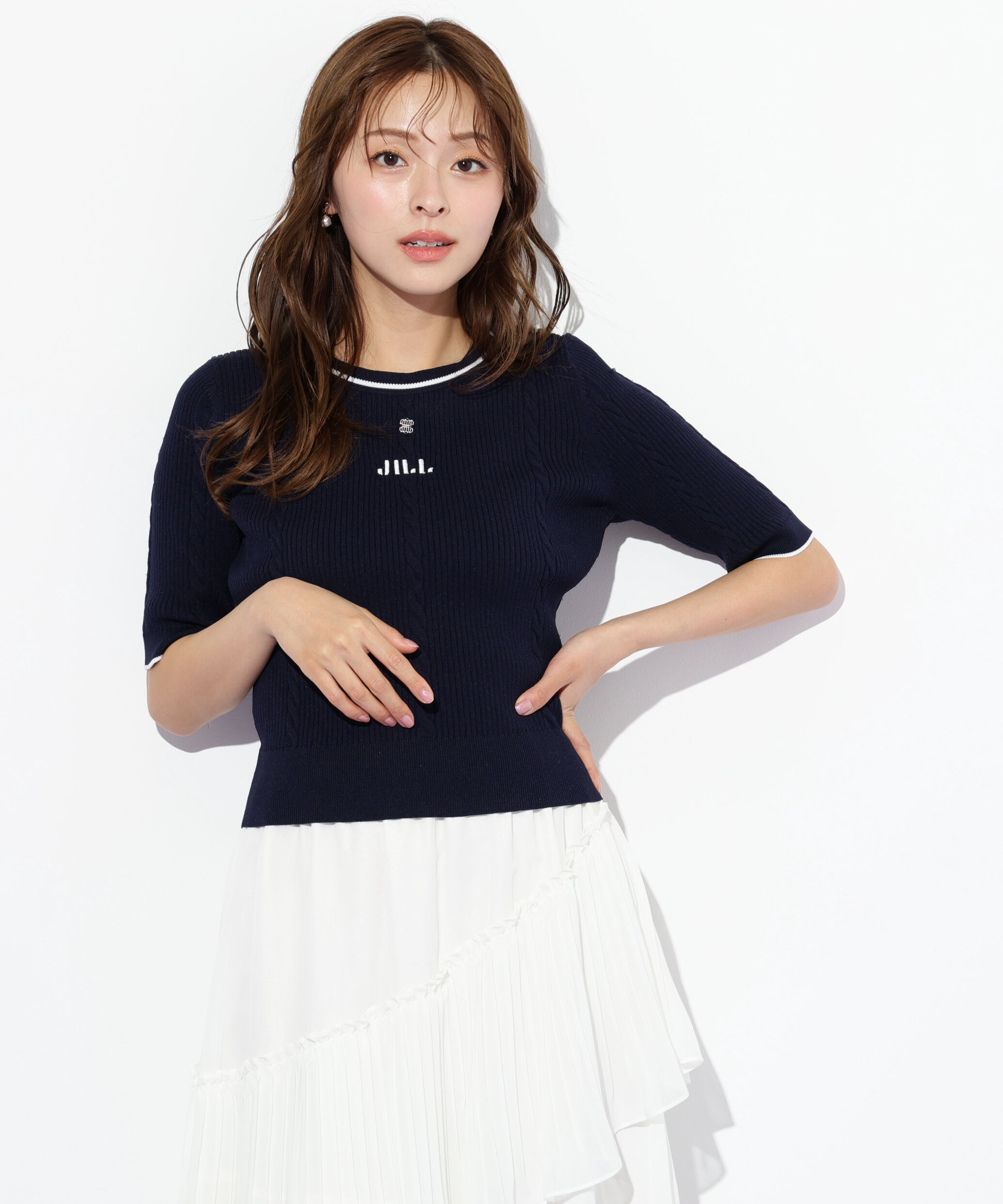  「半袖ジャガードニット」|ニット・セーター|