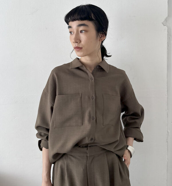 Doux archives「【SETUP可能】ウォッシャブルサファリシャツ」|シャツ・ブラウス|KHAKI