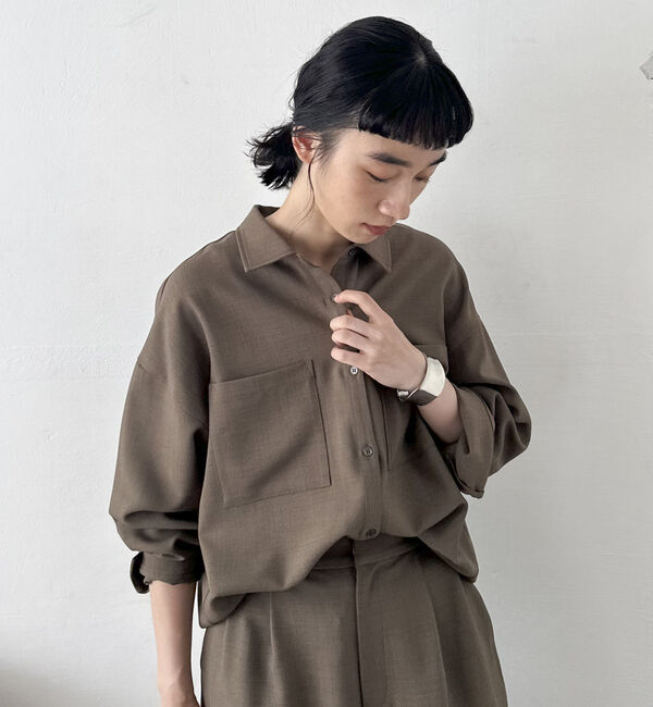 Doux archives「【SETUP可能】ウォッシャブルサファリシャツ」|シャツ・ブラウス|