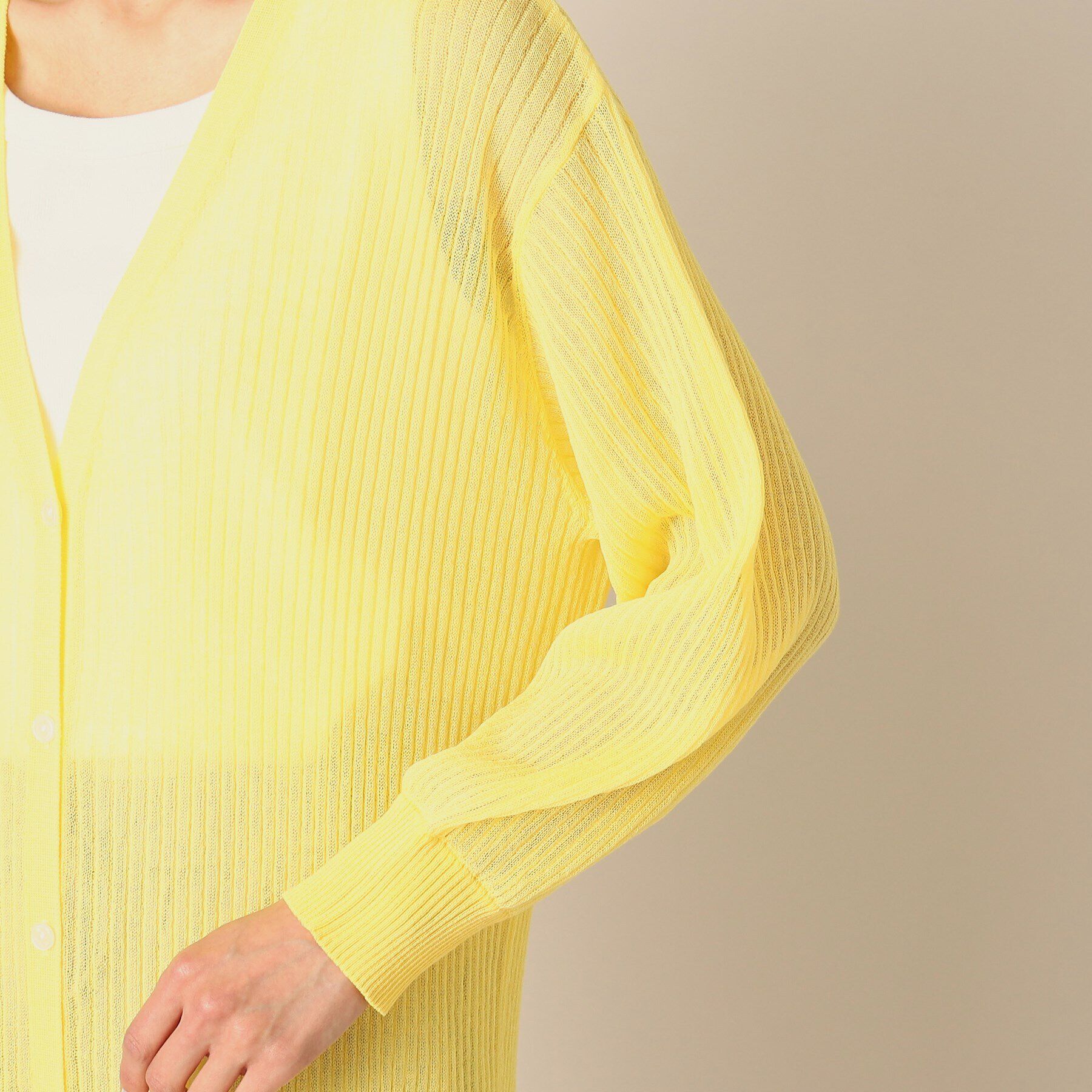 Dessin「【洗える】リネンブレンドリブロングカーディガン」|カーディガン|