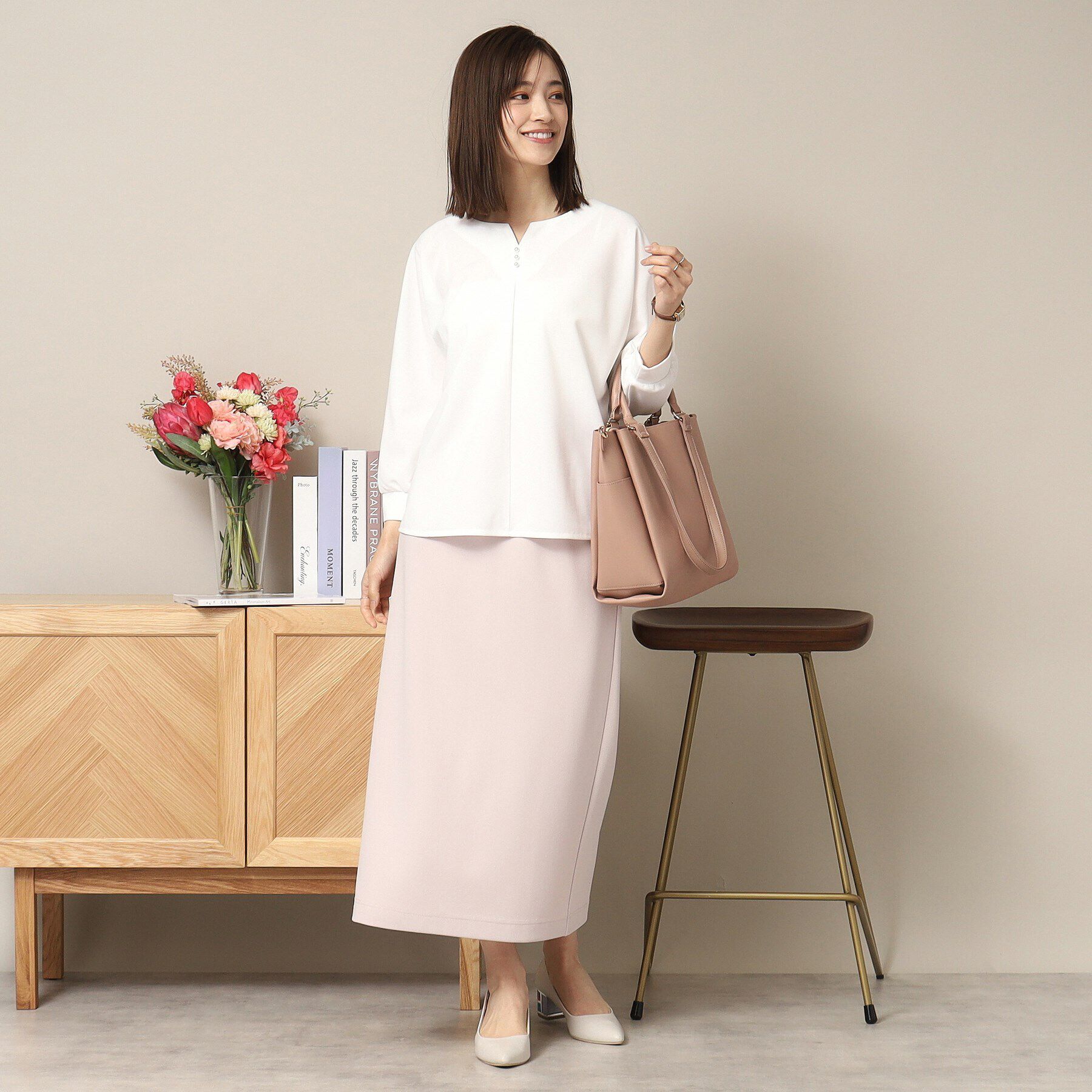 ITS&rsquo;DEMO「【通勤／手洗い可】カットジョーゼットキーネックプルオーバー」|シャツ・ブラウス|