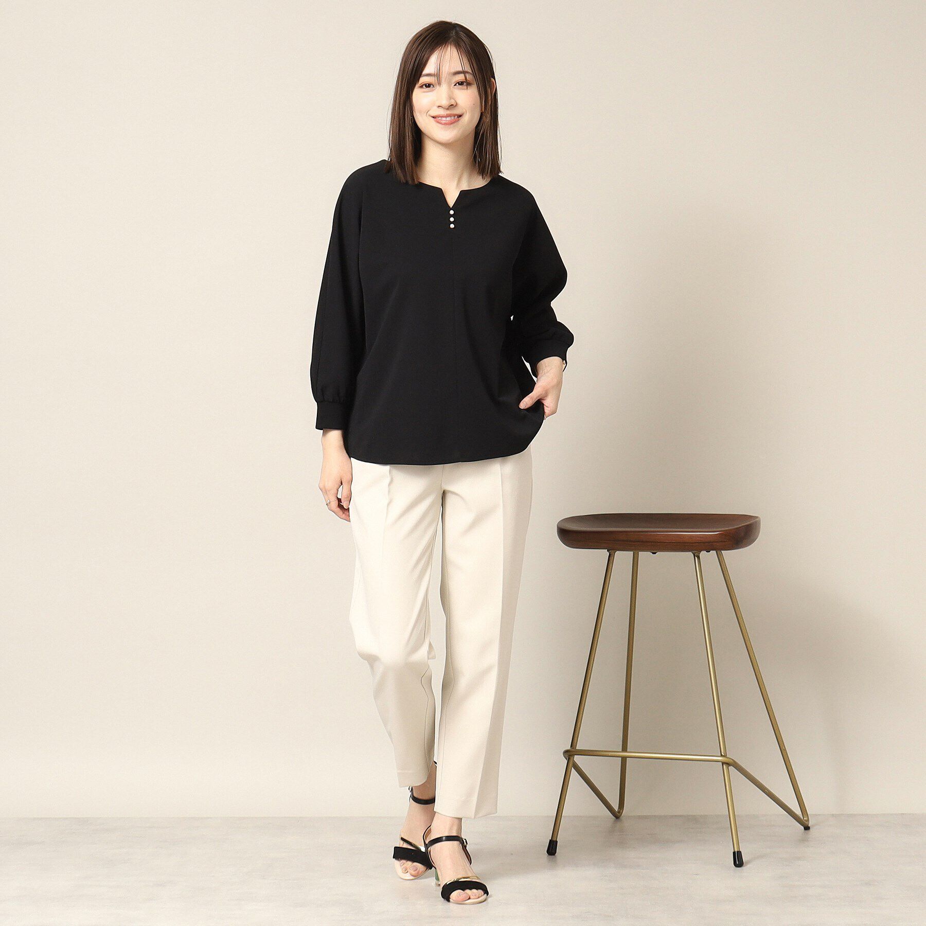 ITS&rsquo;DEMO「【通勤／手洗い可】カットジョーゼットキーネックプルオーバー」|シャツ・ブラウス|