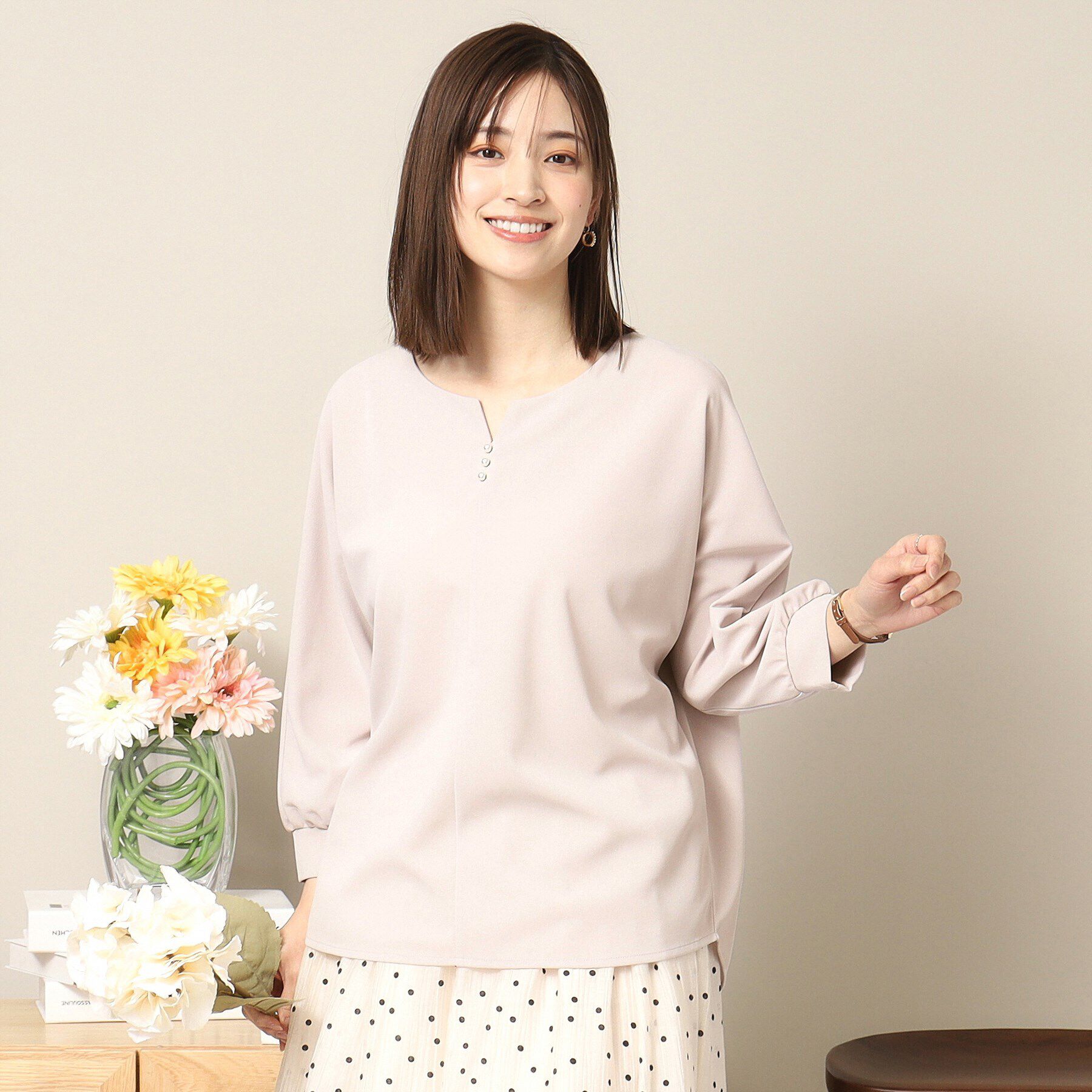 ITS&rsquo;DEMO「【通勤／手洗い可】カットジョーゼットキーネックプルオーバー」|シャツ・ブラウス|