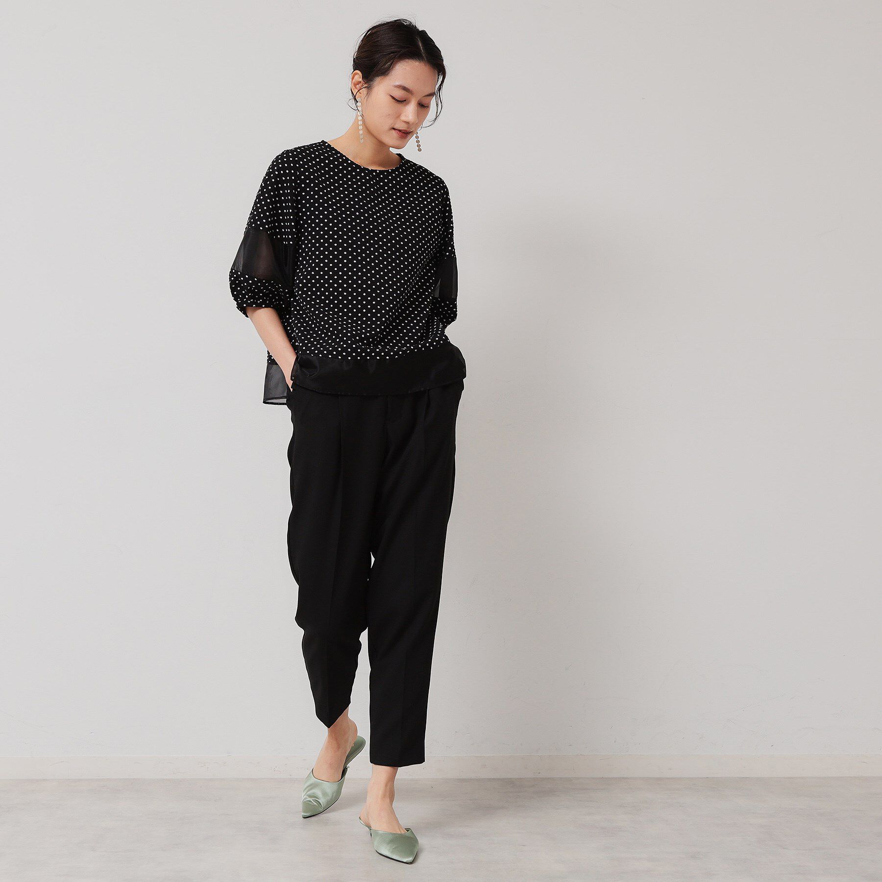 SunaUna「【無地＆ドット／オーガンジー使用】Tブラウス」|シャツ・ブラウス|