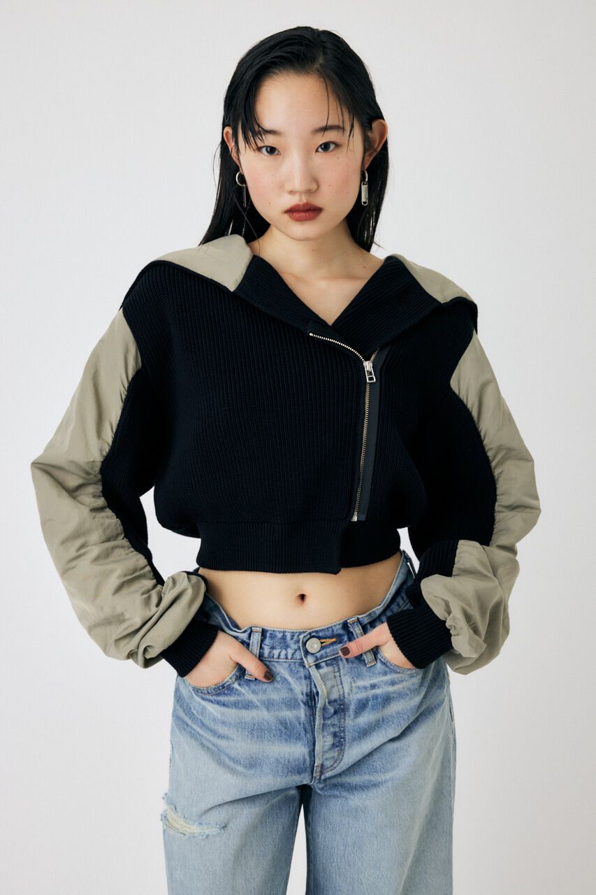 MOUSSY「FLIGHT KNIT JACKET トップス」|その他|BLK