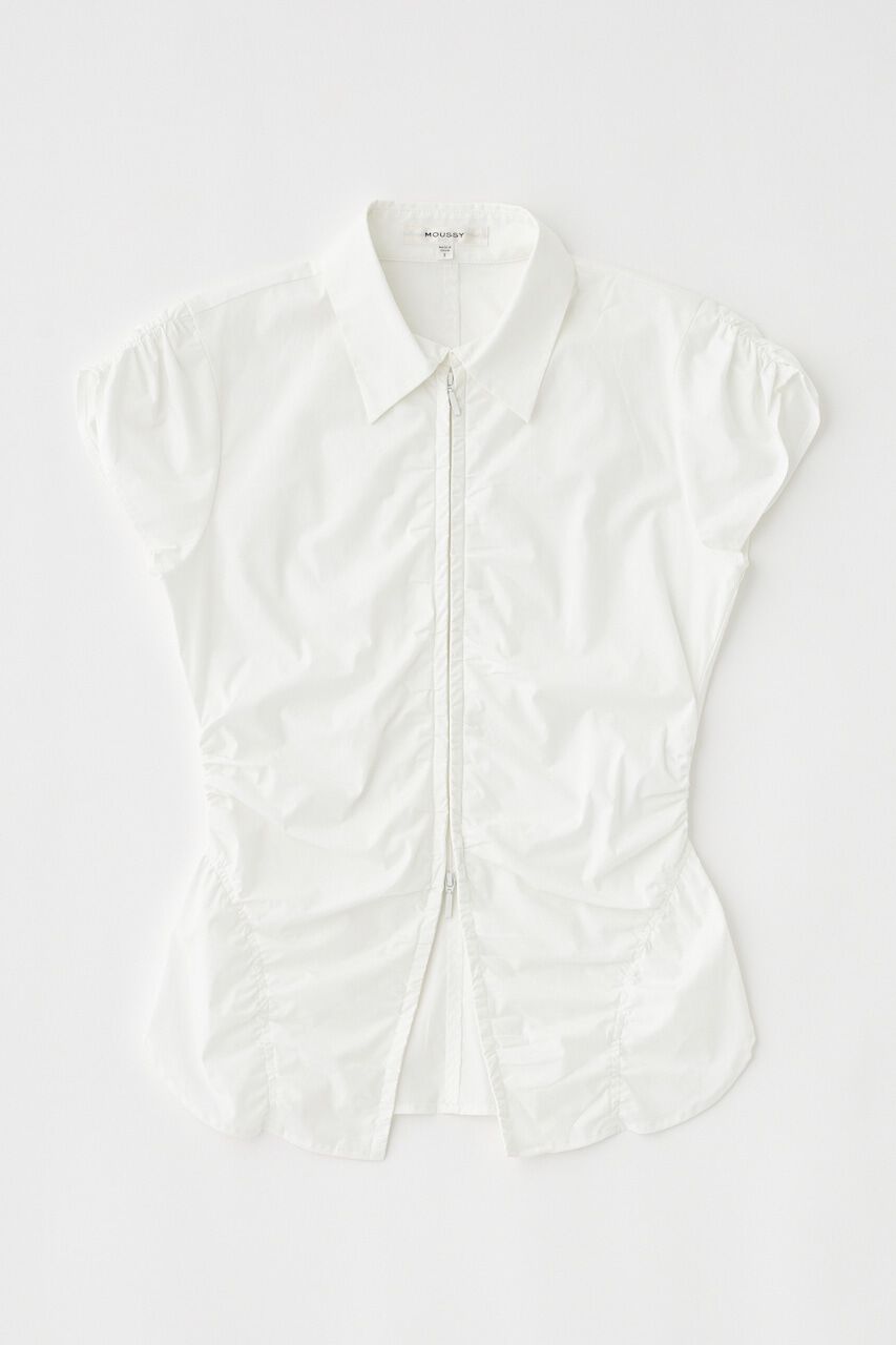MOUSSY「ZIP UP CAP SLEEVE シャツ」|シャツ・ブラウス|WHT
