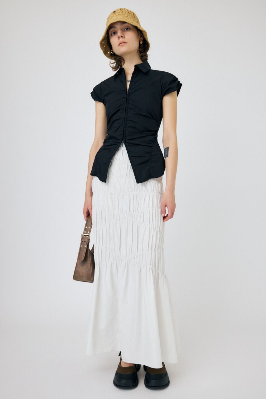 MOUSSY「ZIP UP CAP SLEEVE シャツ」|シャツ・ブラウス|