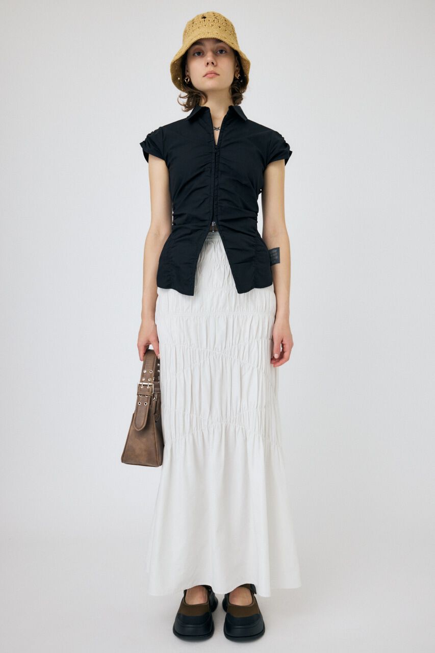 MOUSSY「ZIP UP CAP SLEEVE シャツ」|シャツ・ブラウス|