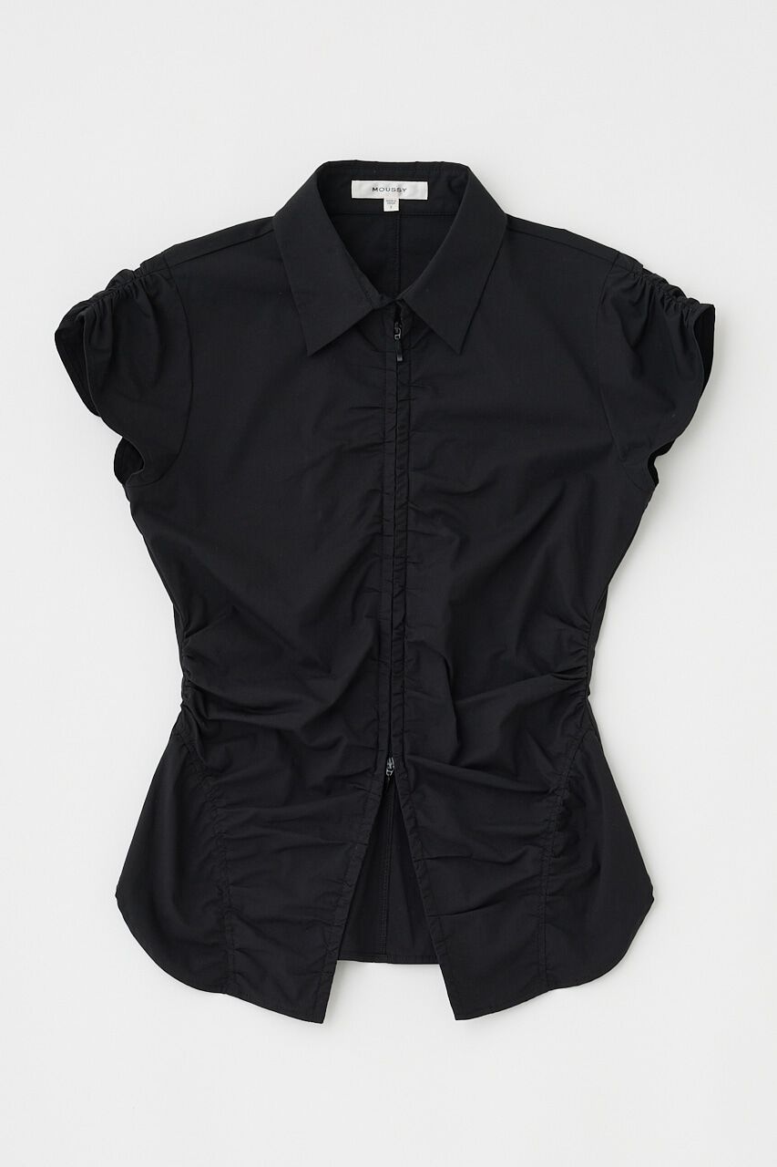 MOUSSY「ZIP UP CAP SLEEVE シャツ」|シャツ・ブラウス|