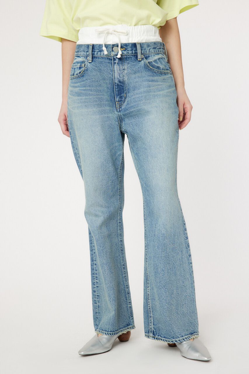 RODEO CROWNS「レイヤードウエストフレアボーイズデニム」|デニム|L/BLU1