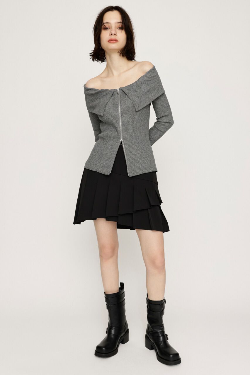 SLY「OFFSHOULDER FRONT ZIP トップス」|Tシャツ・カットソー|
