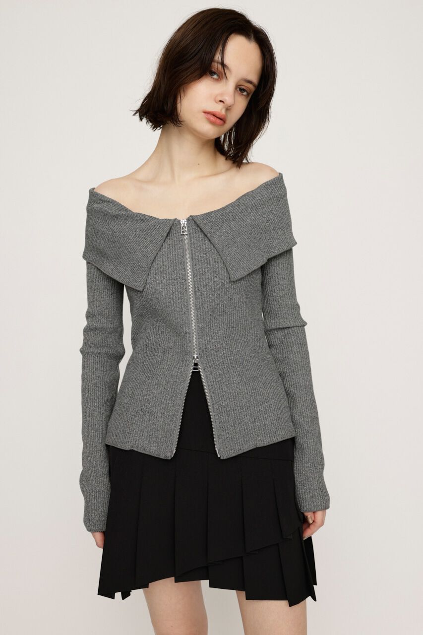 SLY「OFFSHOULDER FRONT ZIP トップス」|Tシャツ・カットソー|