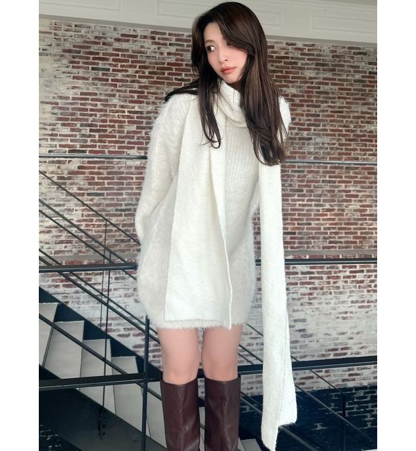 RESEXXY「ルーズマフラーニットチュニック」|ワンピース|