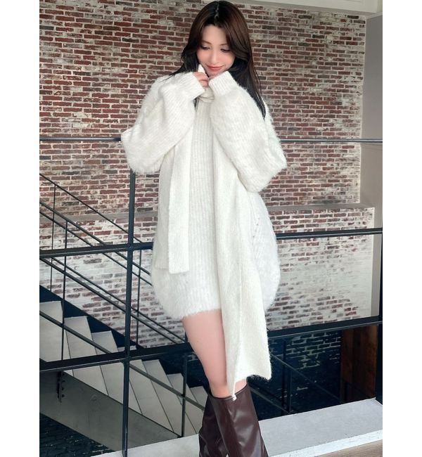 RESEXXY「ルーズマフラーニットチュニック」|ワンピース|