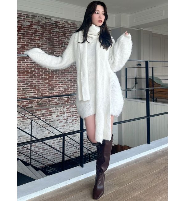 RESEXXY「ルーズマフラーニットチュニック」|ワンピース|