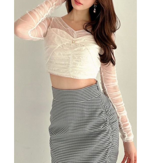 RESEXXY「シャーリングレイヤードトップス」|シャツ・ブラウス|アイボリー