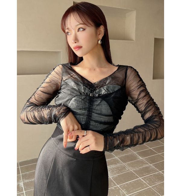 RESEXXY「シャーリングレイヤードトップス」|シャツ・ブラウス|