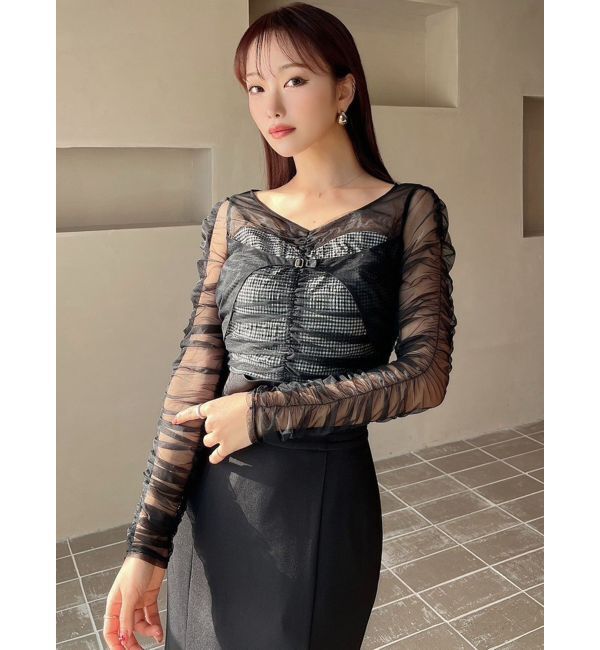 RESEXXY「シャーリングレイヤードトップス」|シャツ・ブラウス|