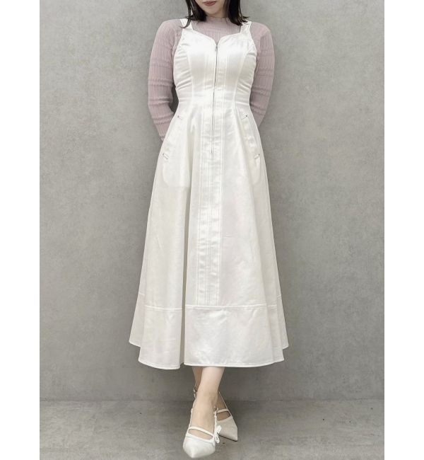 dazzlin「ステッチジャンスカ」|ジャンパースカート|オフホワイト