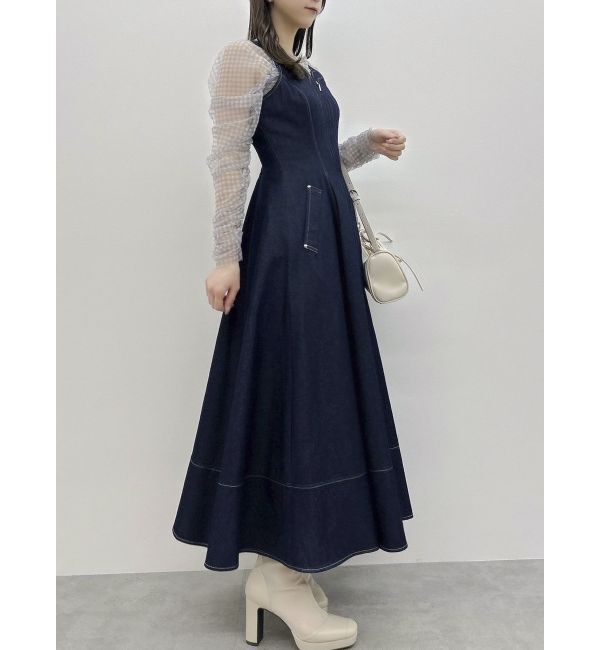 dazzlin「ステッチジャンスカ」|ジャンパースカート|インディゴ