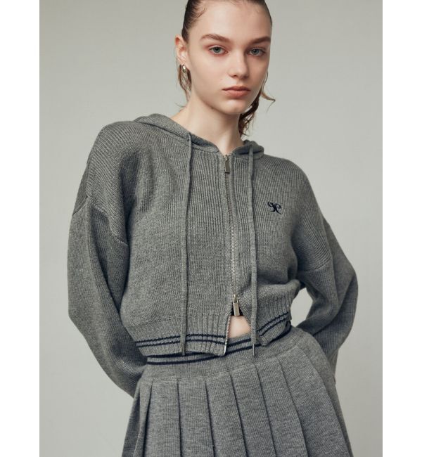 EMODA「チューズニットフードカーディガン」|ニット・セーター|グレー