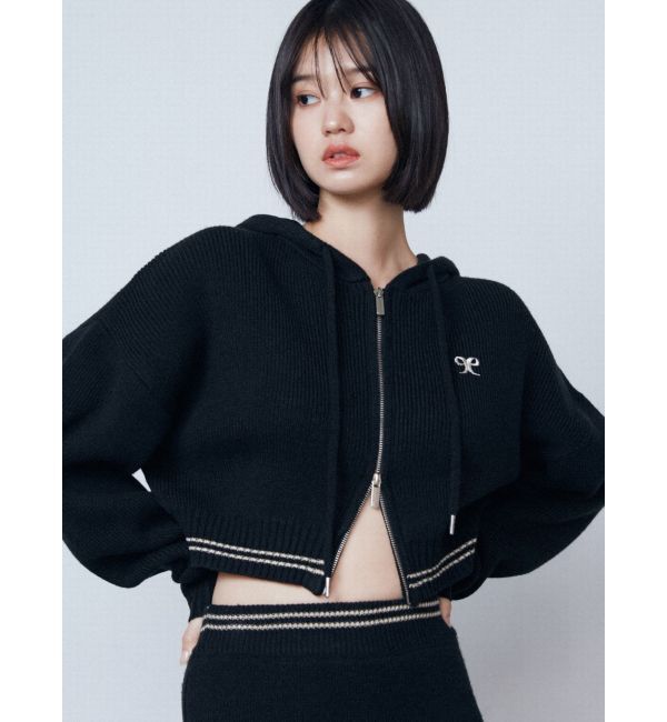 EMODA「チューズニットフードカーディガン」|ニット・セーター|ブラック