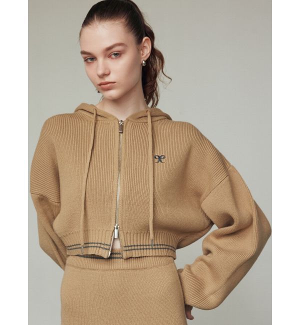 EMODA「チューズニットフードカーディガン」|ニット・セーター|ベージュ