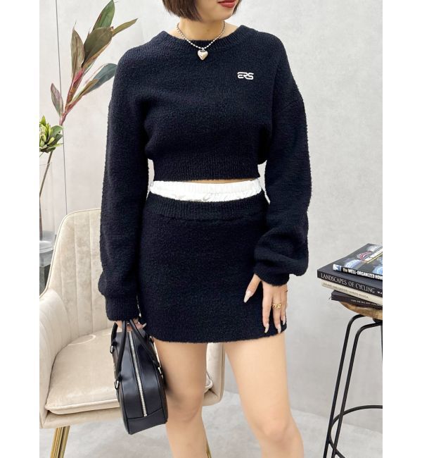 EVRIS「ワンポイントファンシーヤーンニットトップス【セットアップ着用可能】」|ニット・セーター|