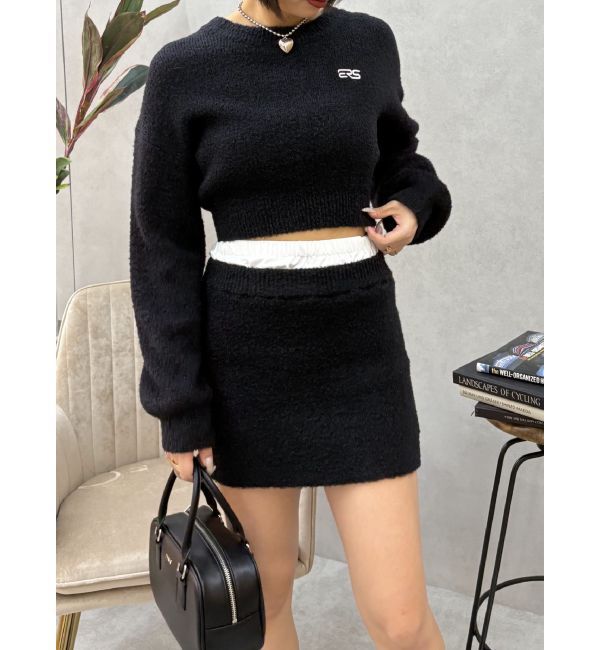 EVRIS「ワンポイントファンシーヤーンニットトップス【セットアップ着用可能】」|ニット・セーター|