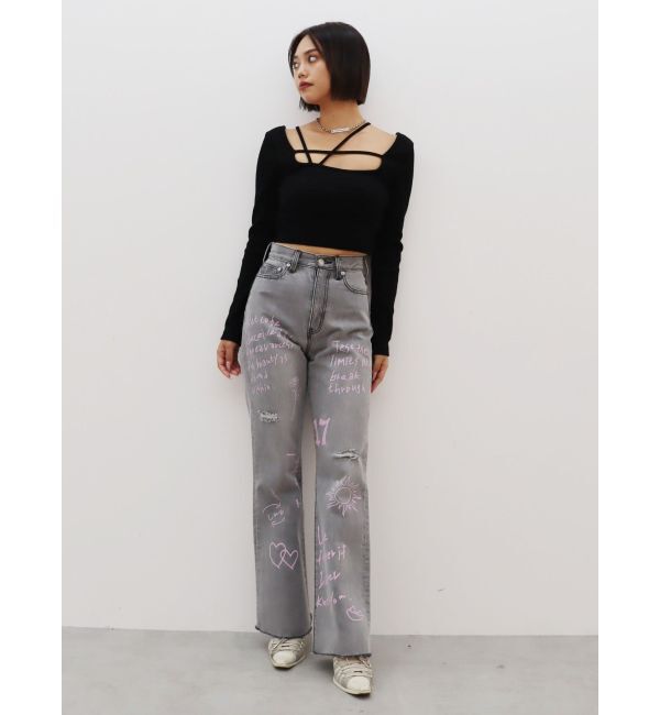 EVRIS「ストラップデザインスクエアリブトップス」|Tシャツ・カットソー|