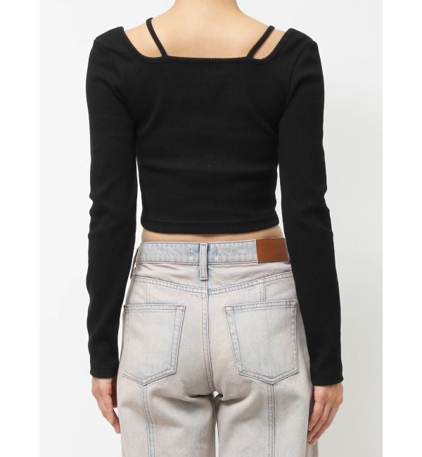 EVRIS「ストラップデザインスクエアリブトップス」|Tシャツ・カットソー|