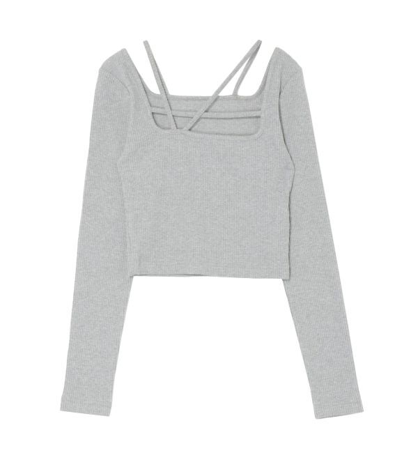 EVRIS「ストラップデザインスクエアリブトップス」|Tシャツ・カットソー|
