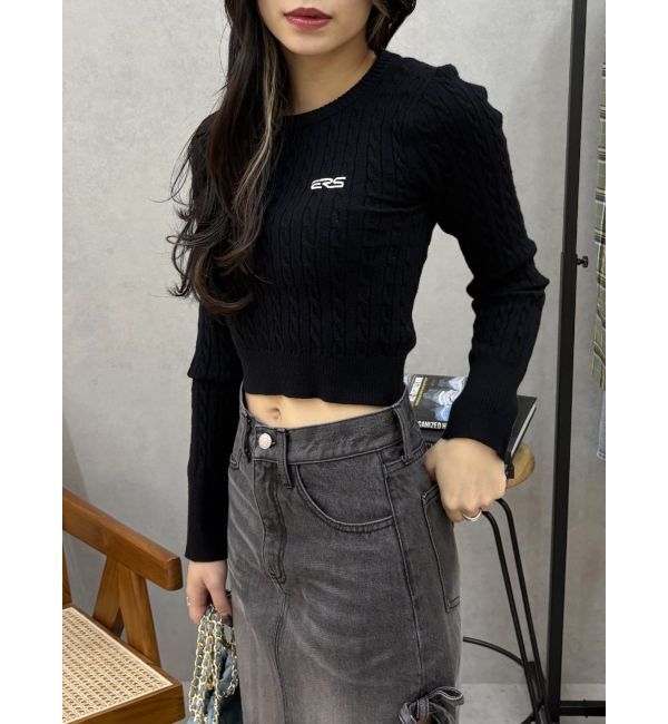 EVRIS「ワンポイントバックオープンケーブルニット」|ニット・セーター|