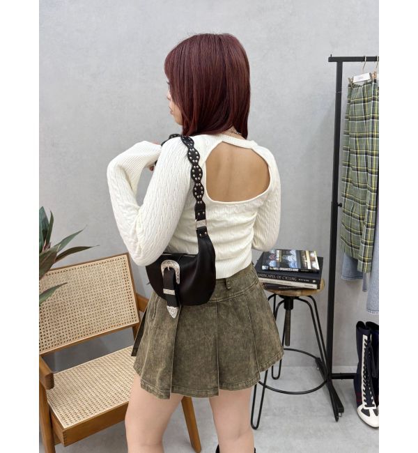 EVRIS「ワンポイントバックオープンケーブルニット」|ニット・セーター|